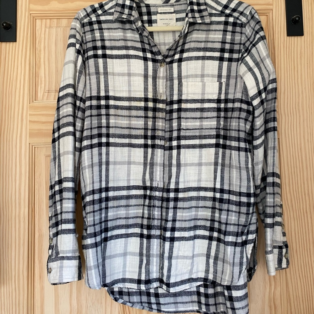 Super soft plaid flannel black and white oversized